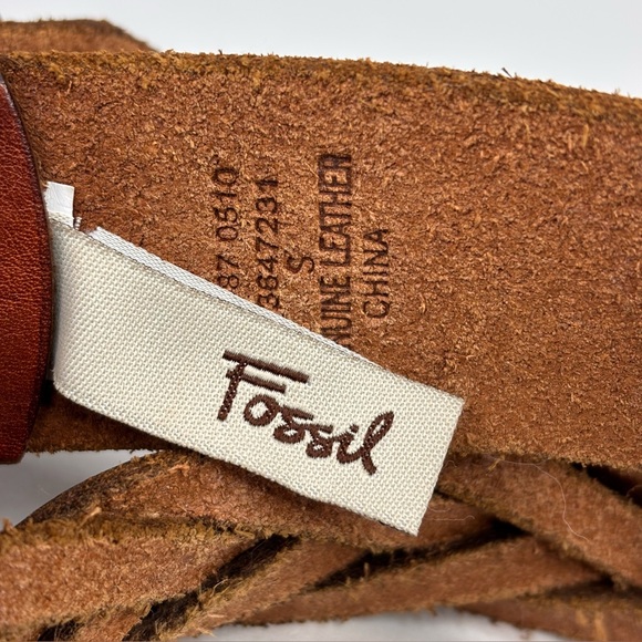 FOSSIL Vintage BT3647231‎ Braided Brown Leather Boho Belt with Silver Buckle main image 11